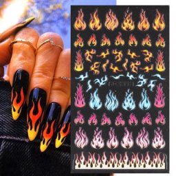 Autocollant texturé 5D pour ongles motif de flamme de feu d'hiver dégradé acrylique Design de