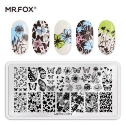 Estampage d'ongles en dentelle motif ours et papillon modèle d'image outil de manucure