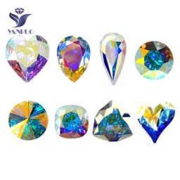 YANRUO – Strass pour Nail Art nouvelle couleur AB colle sur verre paillettes Design bijoux