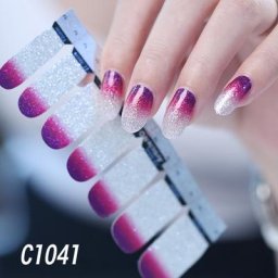 Autocollants à paillettes pour nail art 14 embouts/feuille papier nickel é couverture complète