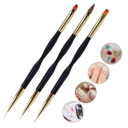 Pinceaux de manucure pour les touristes 3 pièces brosse pour nickel é de gel design nail art