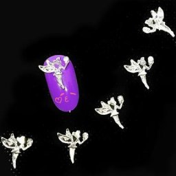 Décorations métalliques dégradées pour Nail Art accessoires avec cristal breloques en argent 3D