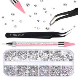 Stylo perceuse multi-taille N64.Point biscuits d'ongle 3D cristal AB décorations d'art d'ongle de