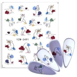 Autocollants pour ongles thème sportif motif Animal Rose Dragon transfert d'eau décalcomanies