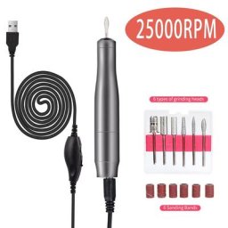 Perceuse à ongles électrique avec poignée en acier inoxydable équipement de pédicure accessoires