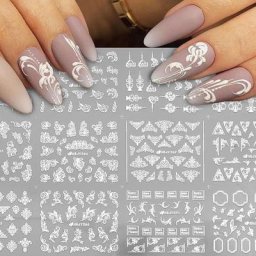 Autocollants 3D en dentelle 12 pièces feuille de fleur pour décalcomanies à ongles Mandala fleurs