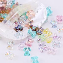 Ours de décoration d'ongles en résine couleurs mixtes aurore petit ours Kawaii bricolage pour