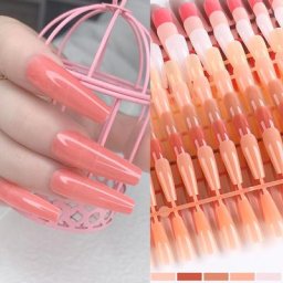 Faux ongles longs à pression 24 pointes forme carrée Stiletto Design pur couverture complète
