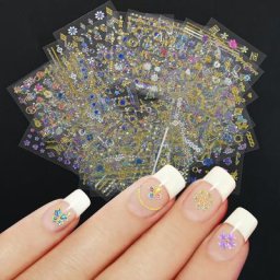 Autocollant 3D pour ongles 30 pièces décorations d'ongles en diamant fleurs et cœur mélangés