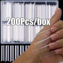 Faux-ongles Extra longs pointes de cercueil claires/naturelles (200-3.8) cm demi-pointes droites