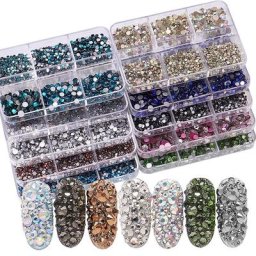 Kit de décoration des ongles mélange de tailles diamant dos plat biscuits colle bricolage