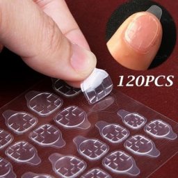 Autocollants pour faux ongles 120 pièces/5 feuilles bandes adhésives transparentes Double face