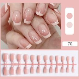 Ravissant faux ongles de Style français 24 pièces bouts carrés couverture complète à pression