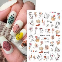 Autocollants métalliques pour ongles décoration de manucure 3D or argent Rose ligne Art