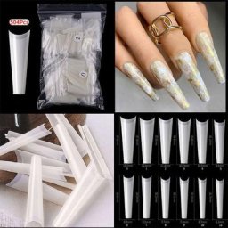 Faux-ongles en forme de cercueil 504 pièces naturel clair français demi-couverture acrylique