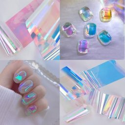 Aurora-Feuille de verre pour décoration des ongles feuille de papier cellophane cube de glace