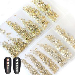 Mélange de tailles SS3-SS10 1440 pièces Nail Art strass cristal coloré dos plat Non Hotfix pierre