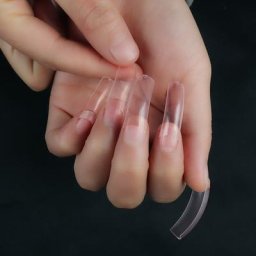 Faux Ongles Français en Forme de Cercueil Extensions en Acrylique Salon de Manucure pour Bol