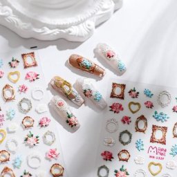 Autocollant 3D pour Nail Art design de manucure haute qualité rétro cadre de Style Photo