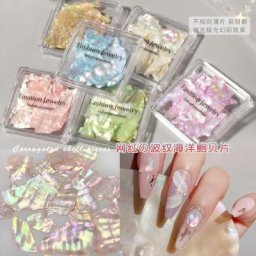 6 couleurs de coquillages naturels paillettes 3d en Satin de soie patchs Ultra-fins de couleur