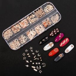 Un ensemble de décorations de rivets mixtes bricolage de décoration scintillante métal pour Nail
