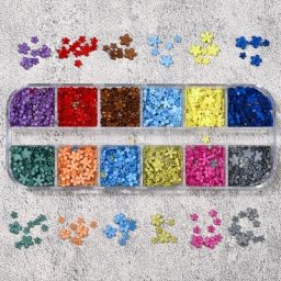 Fleur acrylique pour décoration des ongles 6/12 grilles 3D avec perles en acier mélangées