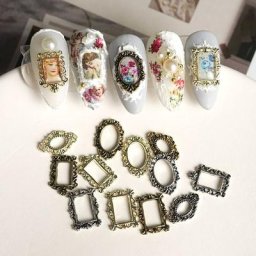 Pièces de cadre photo en métal rétro baroques breloques à ongles pour professionnels accessoires