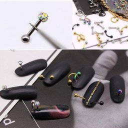 Breloques Punk pour Ongles Clous Anneaux Or Argent Noir Percé Fournitures pour Conseils