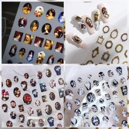 Autocollants sur toile holographiques réalistes pour manucure breloques d'ongles cadre photo 5D
