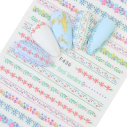 1 feuille 3D autocollants pour ongles autocollants adhésifs fleurs feuille géométrie fruits Dessert