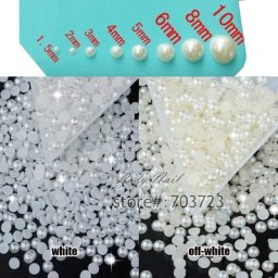 Perles demi-rondes blanches brillantes de 2mm – 3mm blanc cassé 1000 pièces gemmes à dos plat
