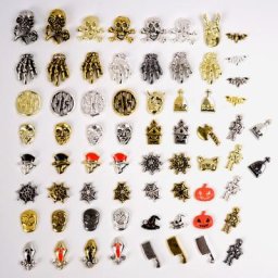 Breloques à ongles rétro en métal diamant pour Halloween alliage de biscuits or argent