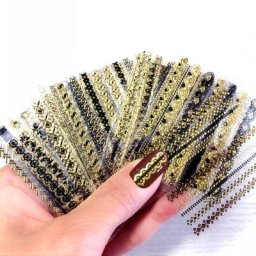24 feuilles/lot 3D Nail Art autocollant décalcomanies manucure noir or barre amour coeur paillettes