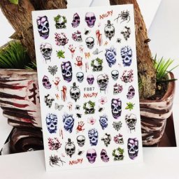 Autocollants 3D pour ongles adhésifs pour manucure motif tête de mort fleurs papillon transfert