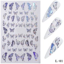 Autocollants holographiques 3D pour les ongles effet papillon effet bronzage Laser décalcomanies