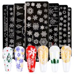 Plaques d'Estampage pour Ongles Grattoir pour Cuir oral elu Rose Flocons de Neige Modèles de