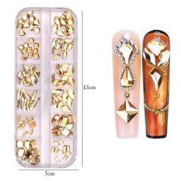 Golden Shadow Crystal Diamond Gems Glitter Nail Art Strass Flatback Décorations Luxueuses
