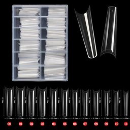 Faux-ongles Extra longs XXL carrés transparents incurvés en C capsules à pression