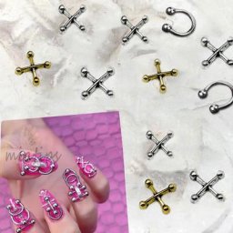 Breloques pour ongles style punk découpe pentagramme accessoires de décoration pour nail art DIY