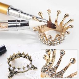 Porte-stylo brosse à ongles 1 pièce rétro Nail Art brosse peinture stylo couronne forme stylo