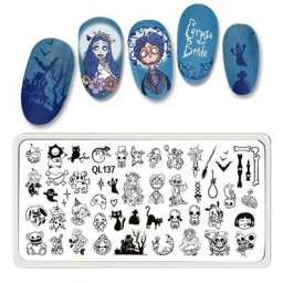 Plaques d'estampage d'ongles de dessin animé QL134-138 modèle de thème de filles de beauté moule