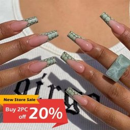 Faux ongles détachables longs cercueil ballerine couverture complète 24 pièces