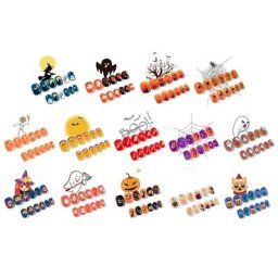 Faux-ongles à pression pour Halloween manucure à la citrouille multicolore pour enfant et adulte