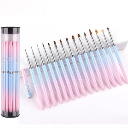 Ensemble de pinceaux pour Nail Art 15 tailles peinture 3D manucure acrylique UV Gel ligne