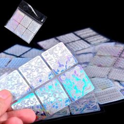 Autocollants créatifs pour nail art 144 pièces/ensemble grille irrégulière galets design carré