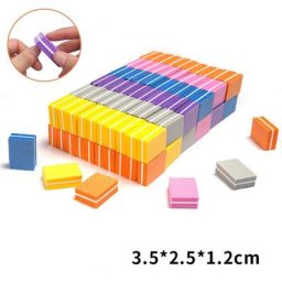 Mini limes à ongles Double face 50 pièces blocs colorés éponge vernis à ongles bandes de