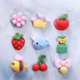 Autocollants pour ongles 3D 20 pièces jolies tranches de résine de pommes de fraises couronne