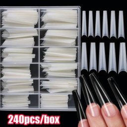 Faux-ongles extra longs en forme de cercueil 240 pièces 3.5-4.3cm demi-couverture en acrylique