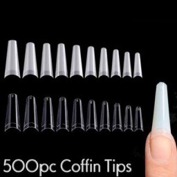 Pointes d'ongles artificielles en forme de cercueil et ballerine pointes en démontrent colle