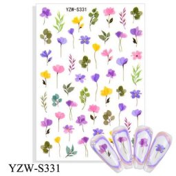 Autocollants adhésifs 3D nouvel an pour ongles décalcomanies Design de Bouquet de fleurs colorées